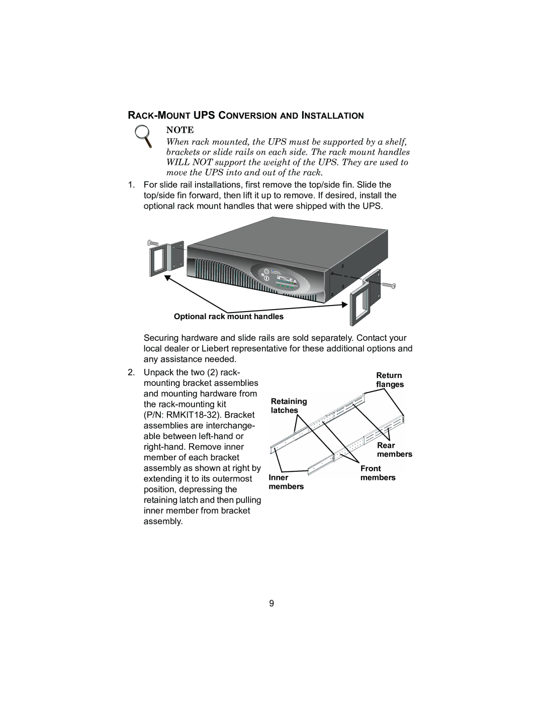 Liebert 2700VA, 208V user manual RACK-MOUNT UPS Conversion and Installation 