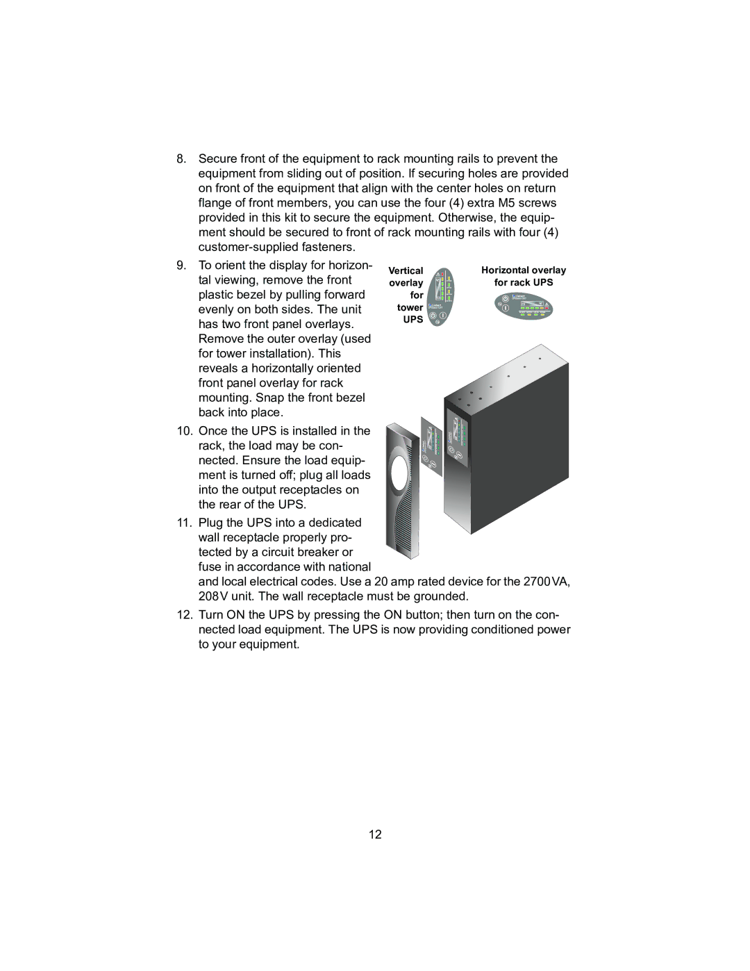 Liebert 208V, 2700VA user manual Ups 