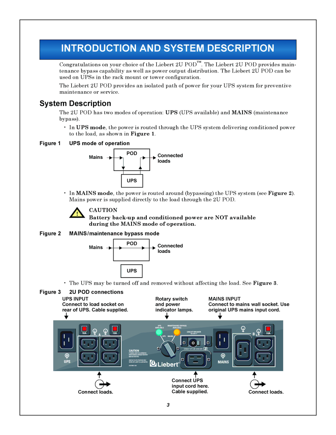 Liebert 2U user manual Introduction and System Description 