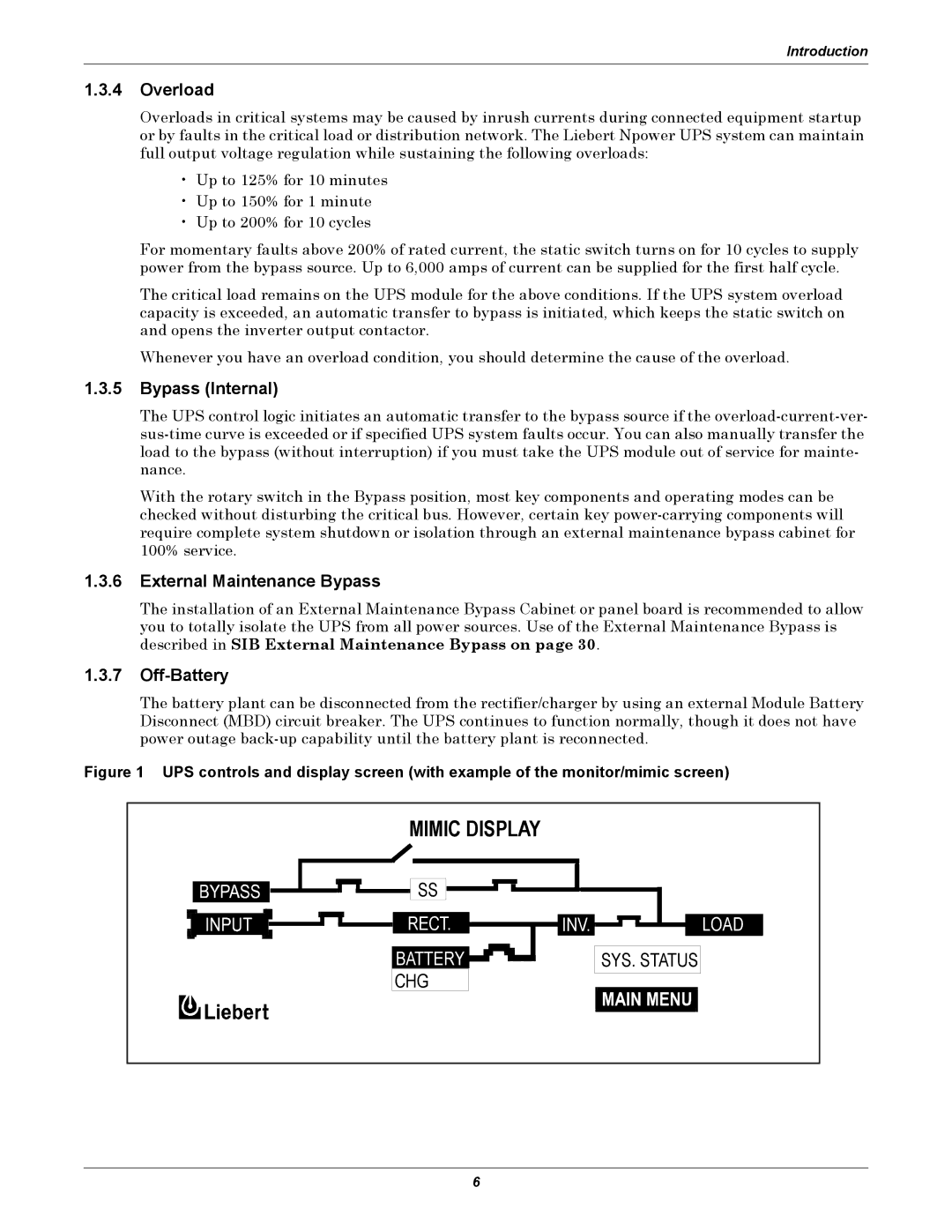 Liebert 30-130kVA manual Mimic Display, Chg, SYS. Status 