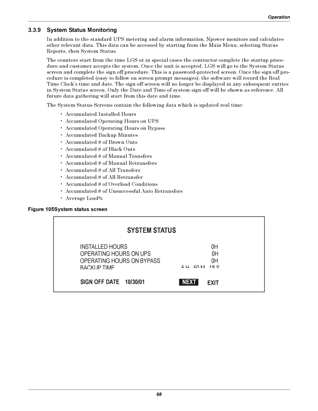 Liebert 30-130kVA manual System Status Monitoring 