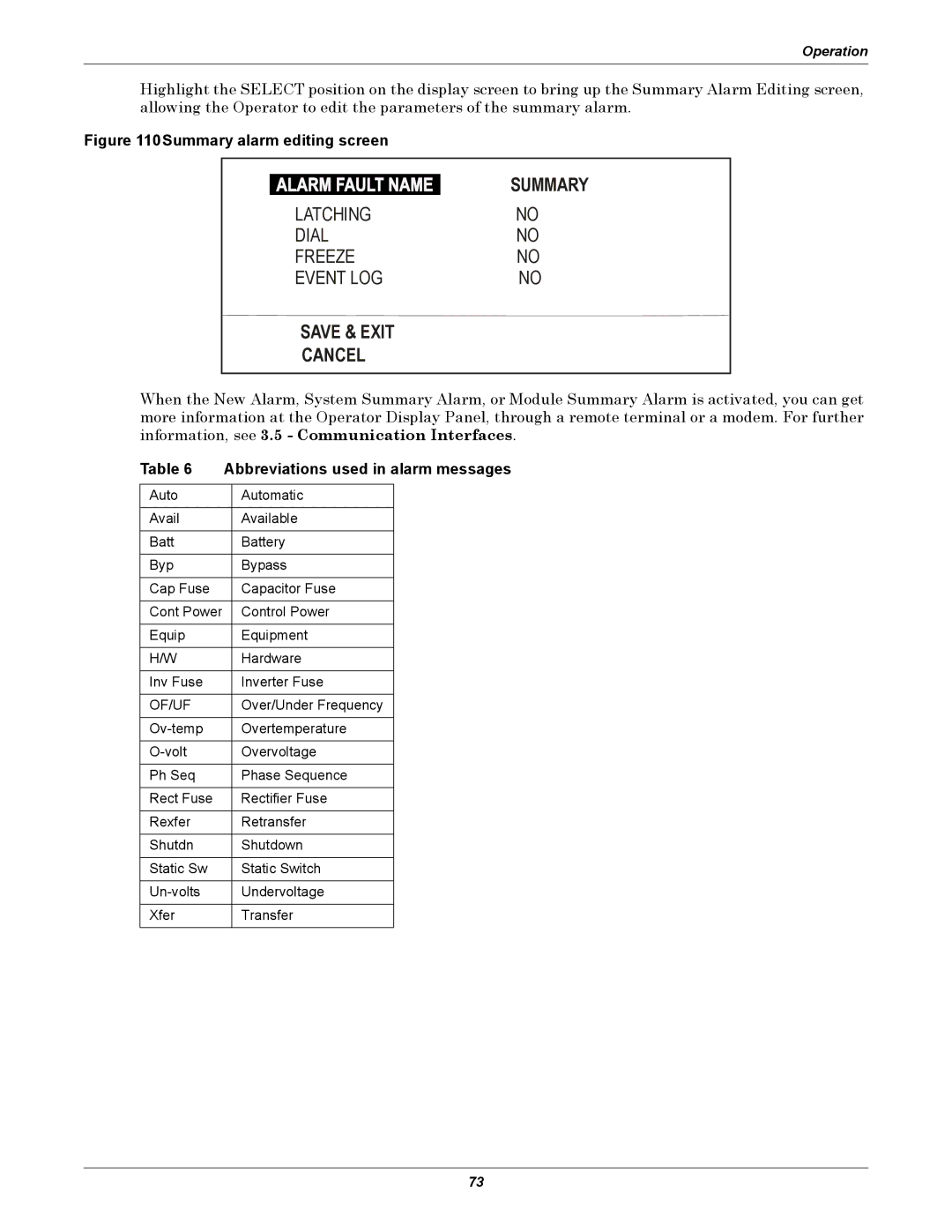 Liebert 30-130kVA manual Summary 