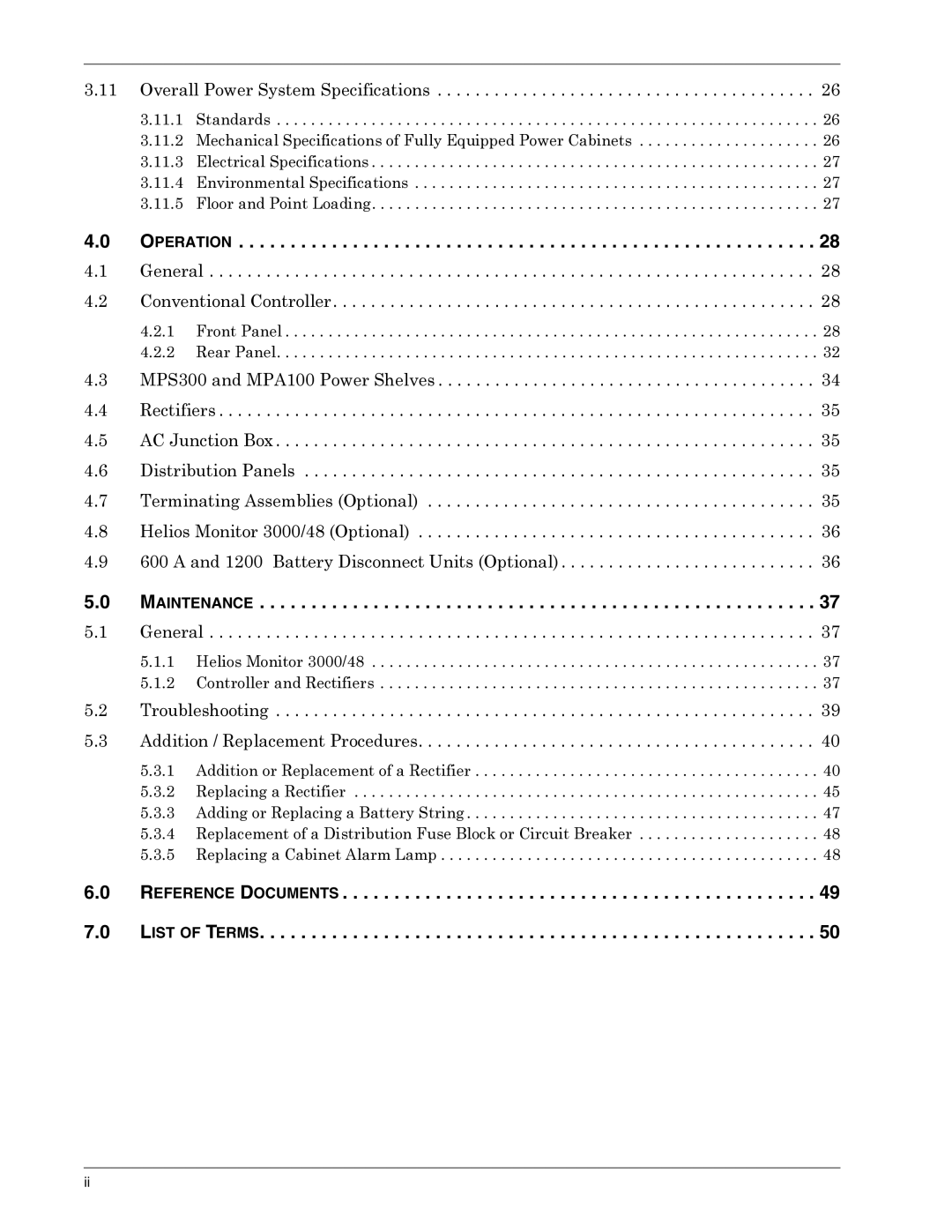 Liebert 3000, 4000, 6000 A, 1500 user manual Operation, Maintenance, Reference Documents 7.0 List of Terms 