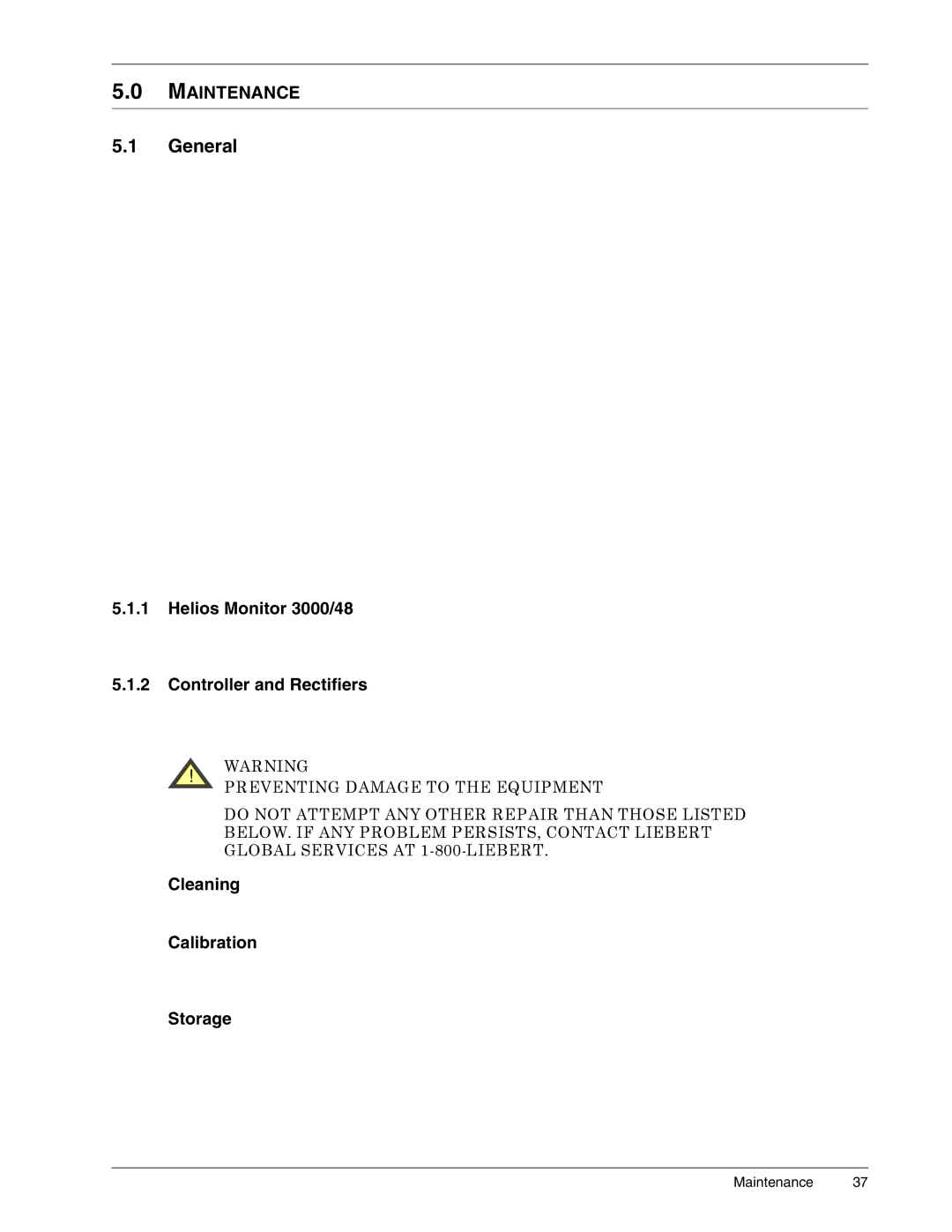 Liebert 1500, 4000, 6000 A user manual Helios Monitor 3000/48 Controller and Rectifiers, Cleaning, Calibration Storage 