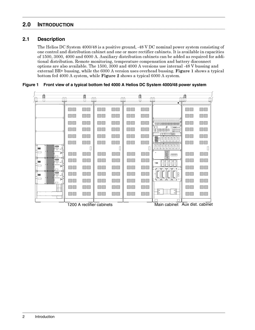 Liebert 3000, 4000, 6000 A, 1500 user manual Description, Rectifier cabinets Main cabinet Aux dist. cabinet 