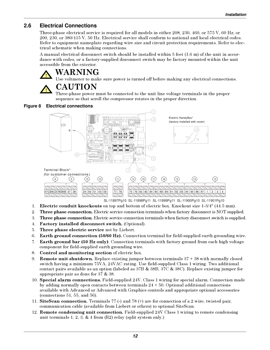 Liebert 3000 installation manual Electrical Connections, Electrical connections 