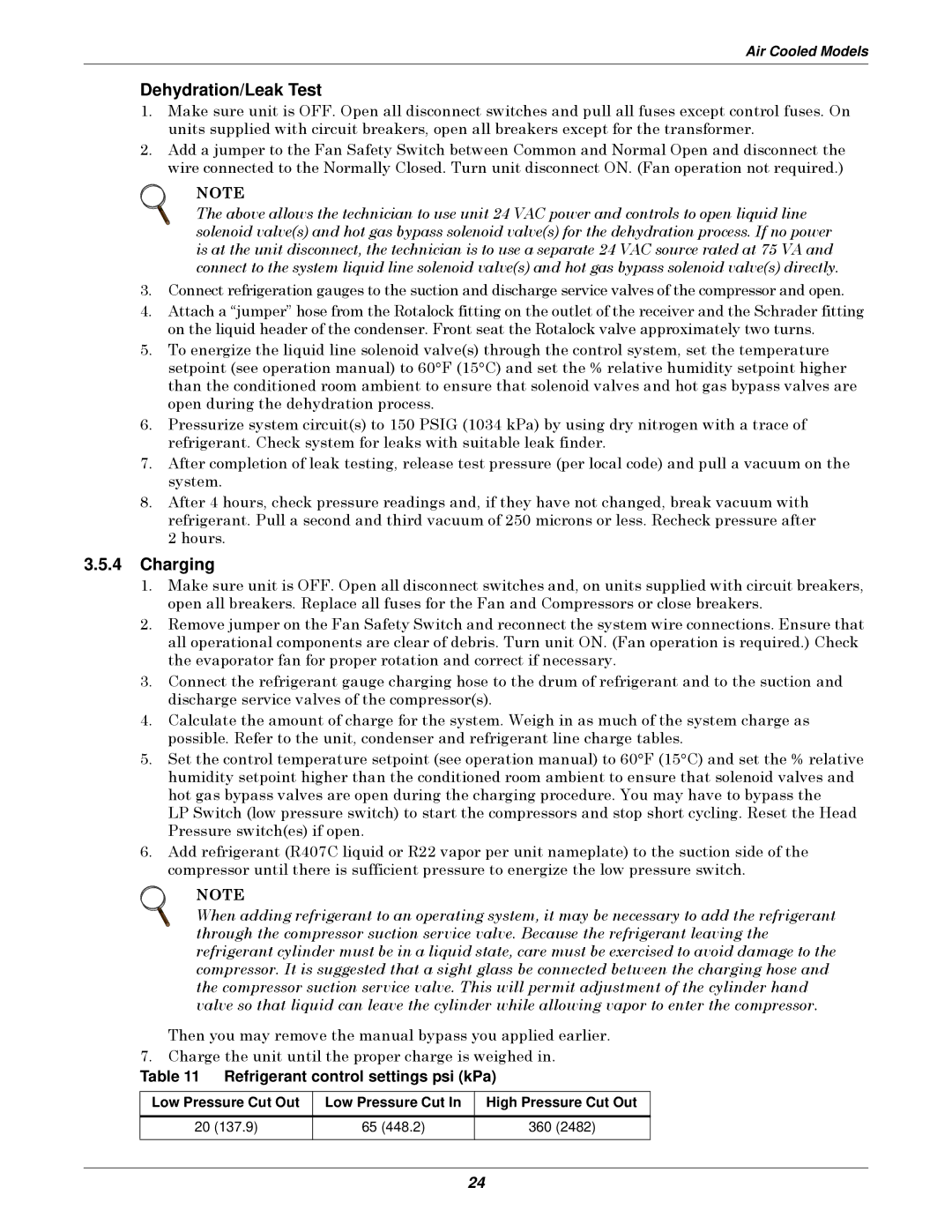 Liebert 3000 installation manual Dehydration/Leak Test, Low Pressure Cut Out High Pressure Cut Out 360 