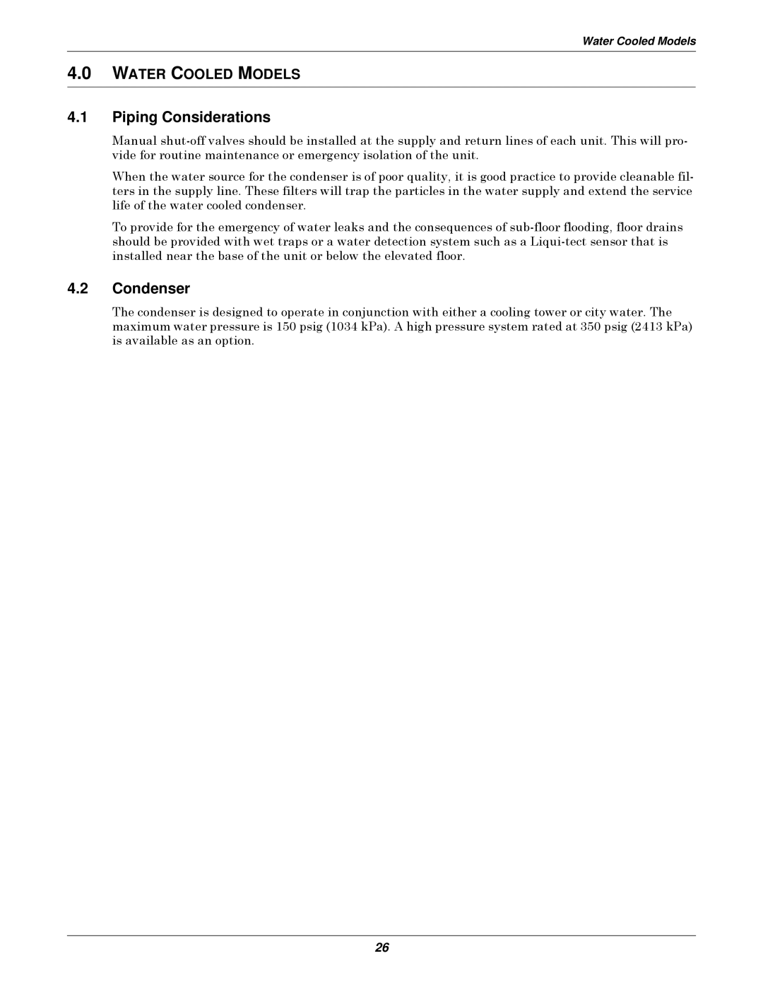 Liebert 3000 installation manual Piping Considerations, Condenser 