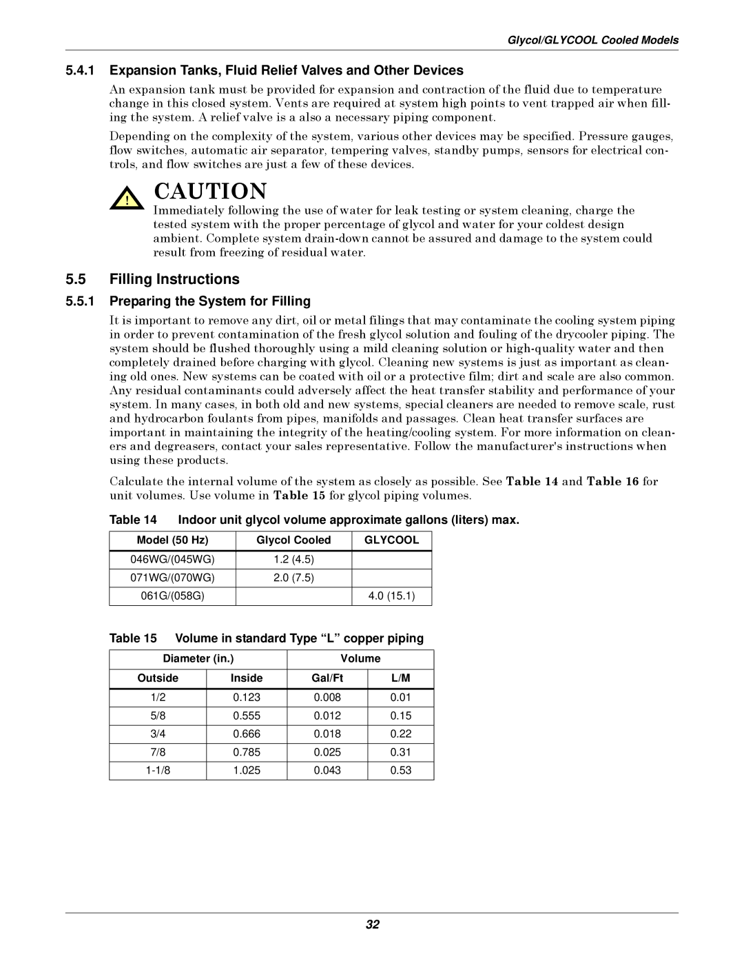 Liebert 3000 installation manual Filling Instructions, Expansion Tanks, Fluid Relief Valves and Other Devices 