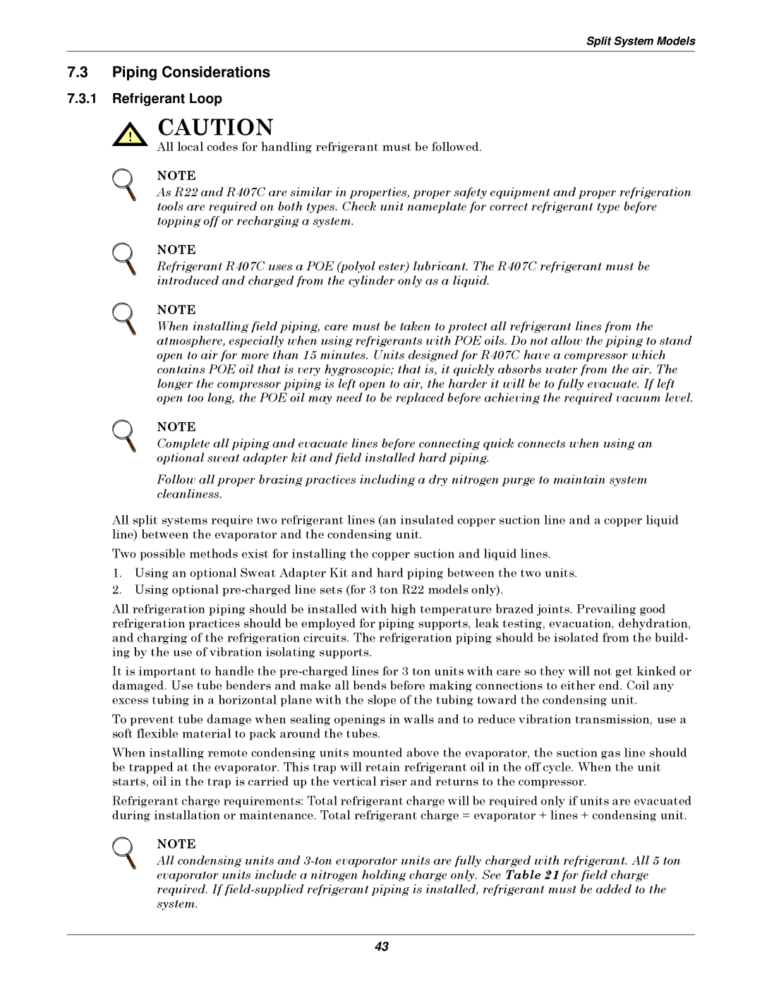 Liebert 3000 installation manual Piping Considerations, Refrigerant Loop 