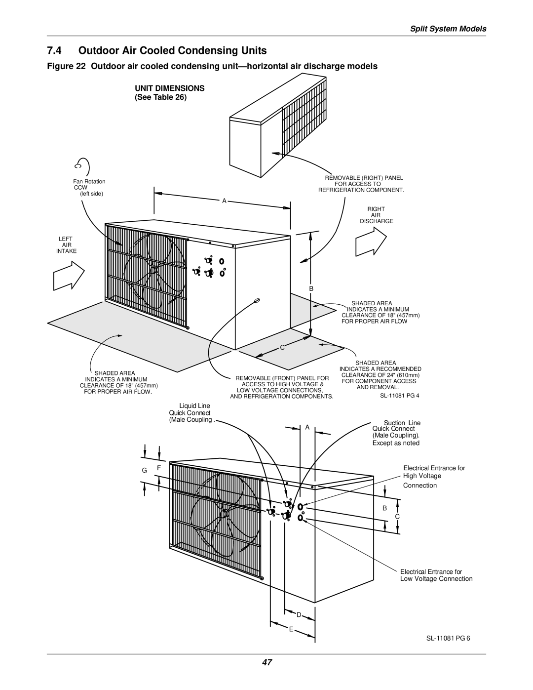 Liebert 3000 installation manual Outdoor Air Cooled Condensing Units, Unit Dimensions See Table 