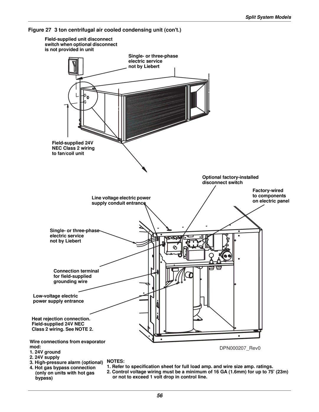 Liebert 3000 installation manual DPN000207Rev0, Ton centrifugal air cooled condensing unit 