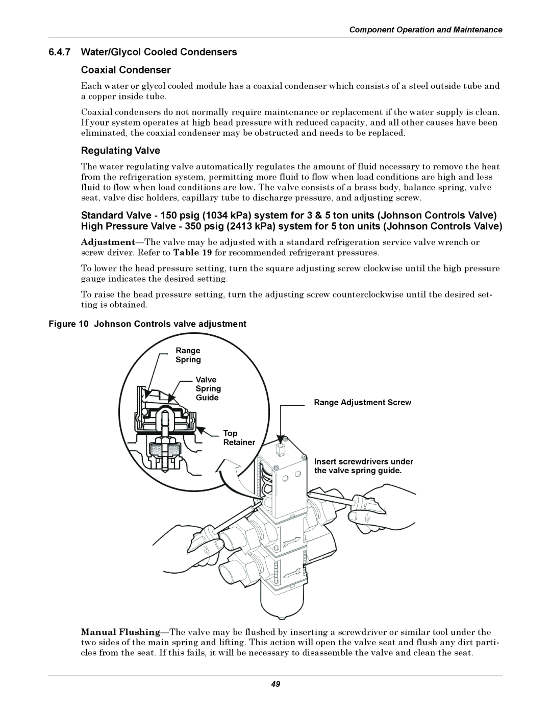 Liebert 3000 manual Regulating Valve, Johnson Controls valve adjustment 