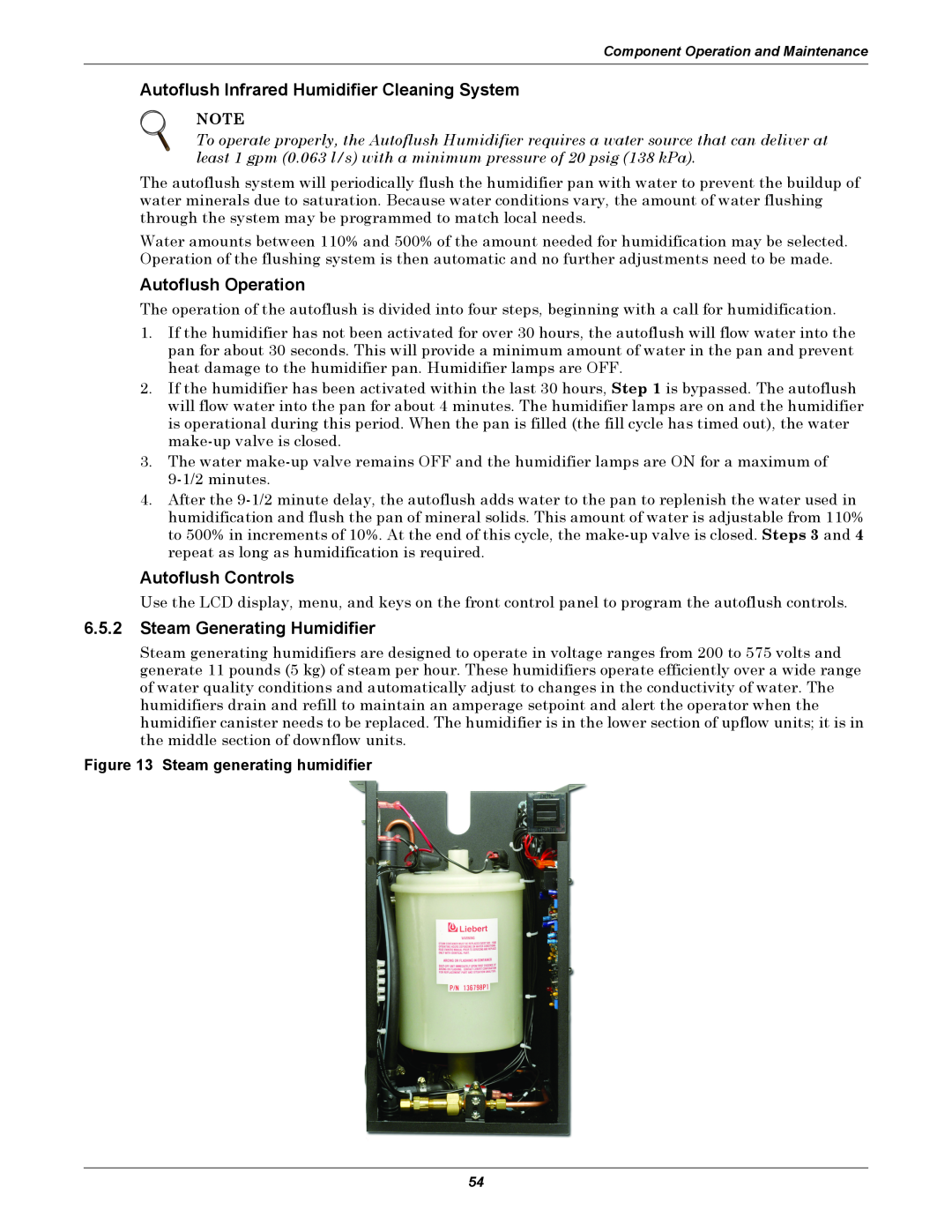Liebert 3000 manual Autoflush Infrared Humidifier Cleaning System, Autoflush Operation, Autoflush Controls 