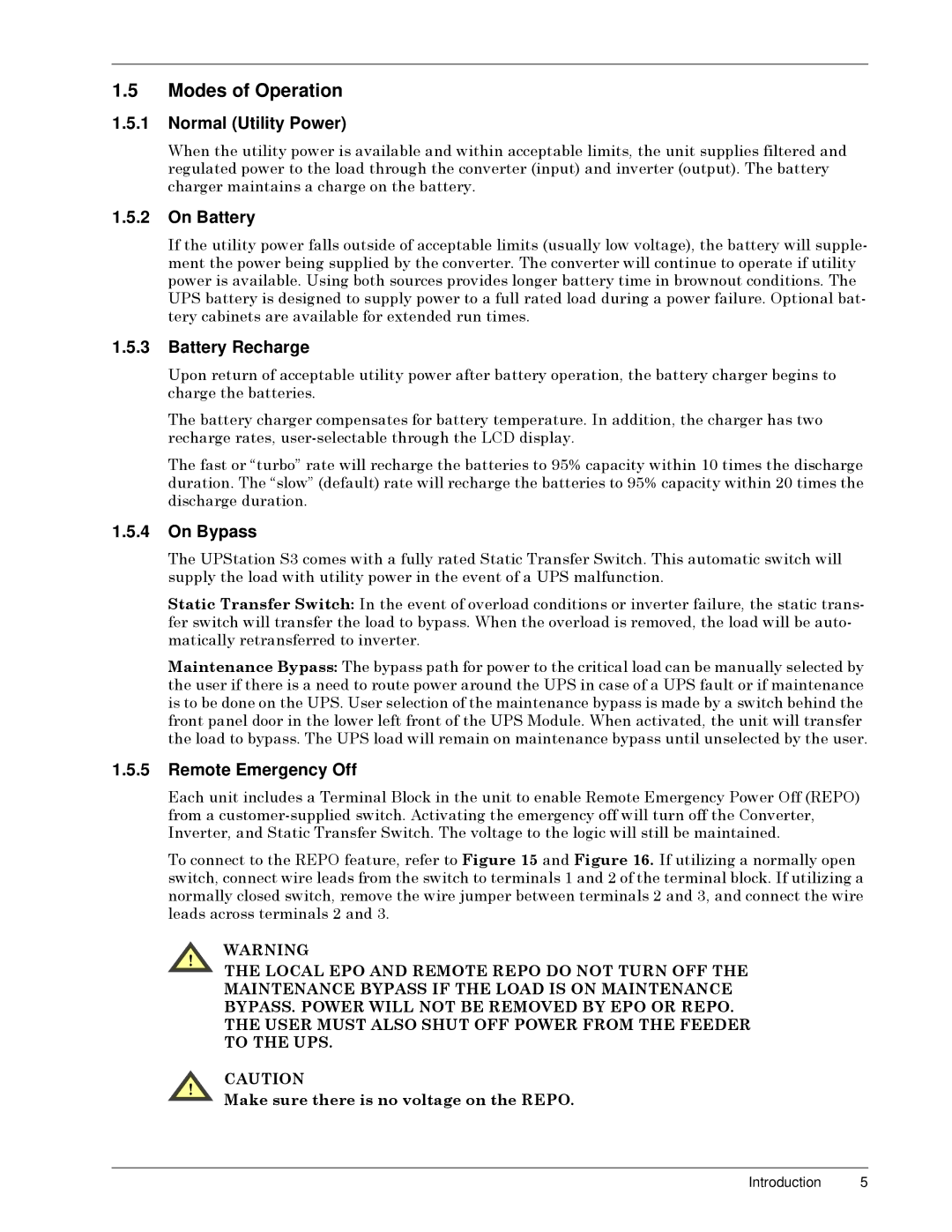 Liebert S3, 50 and 60 Hz user manual Modes of Operation 