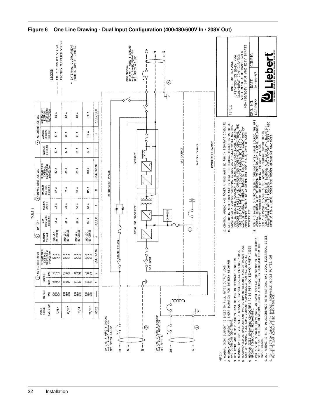 Liebert 50 and 60 Hz, S3 user manual Installation 