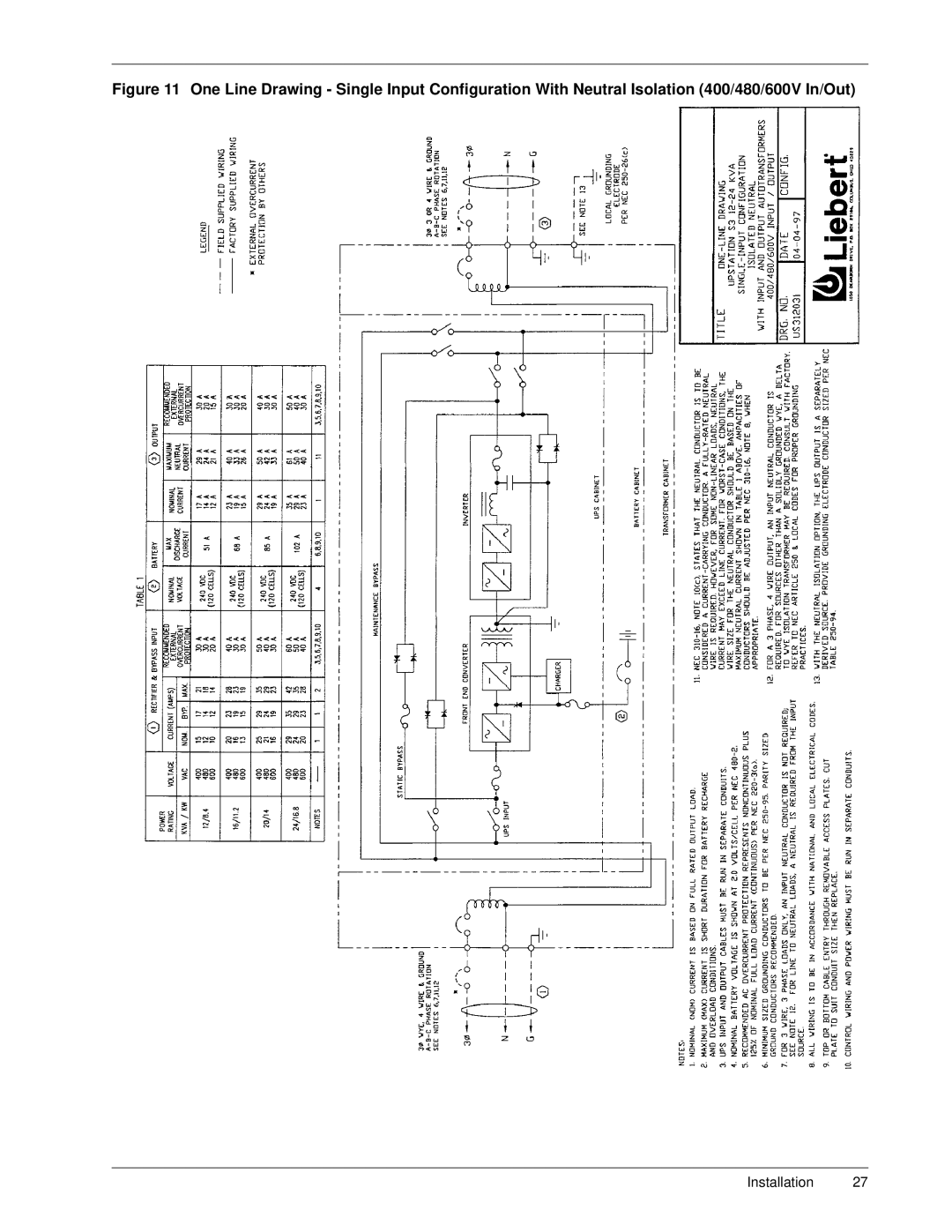 Liebert S3, 50 and 60 Hz user manual Installation 