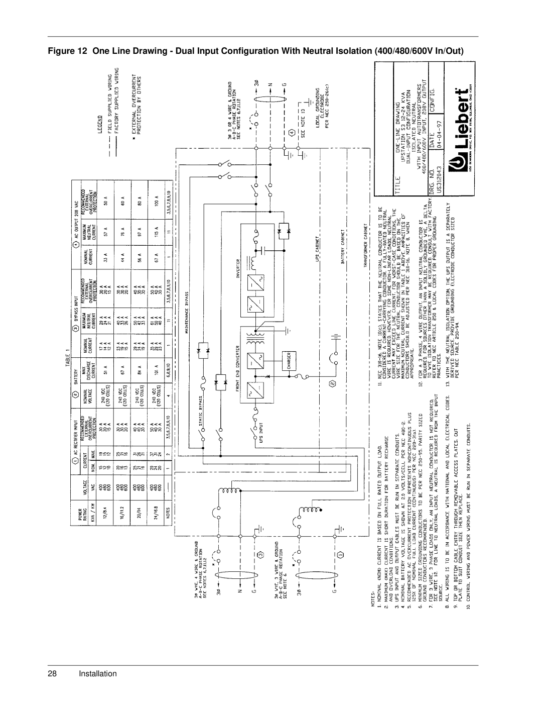 Liebert 50 and 60 Hz, S3 user manual Installation 