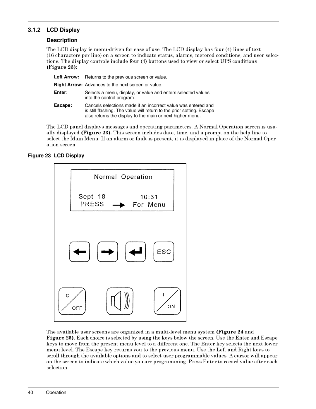 Liebert 50 and 60 Hz, S3 user manual LCD Display Description 