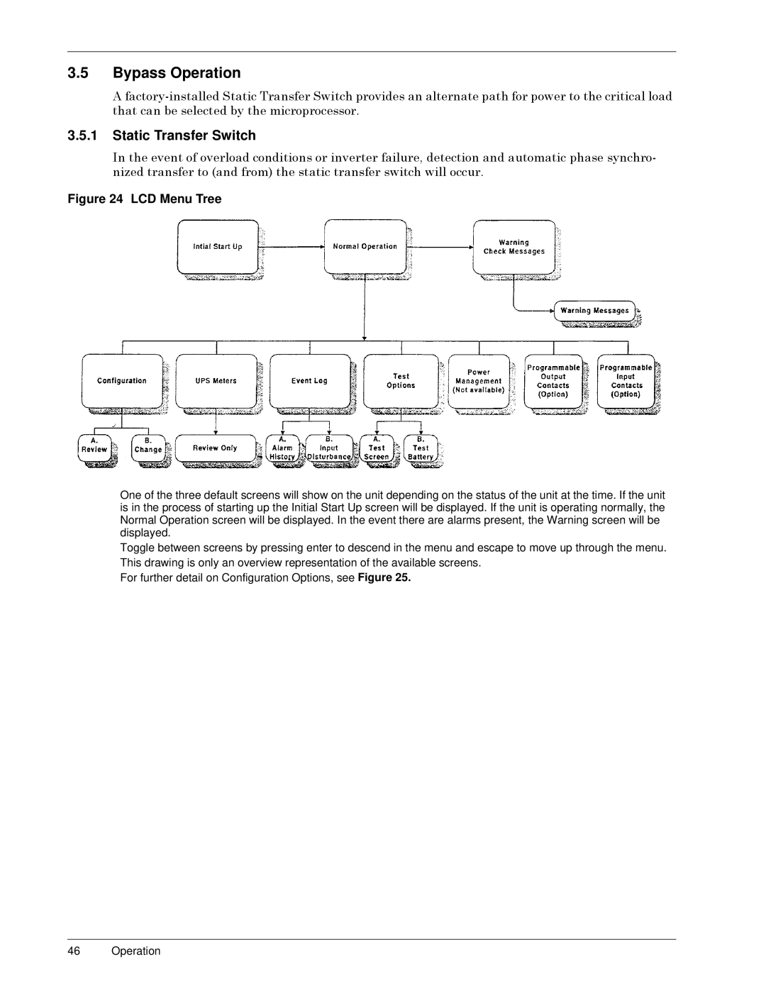 Liebert 50 and 60 Hz, S3 user manual Bypass Operation, Static Transfer Switch 