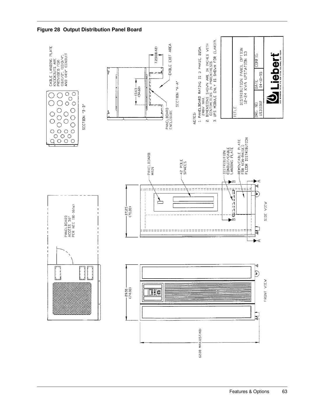 Liebert S3, 50 and 60 Hz user manual Output Distribution Panel Board 