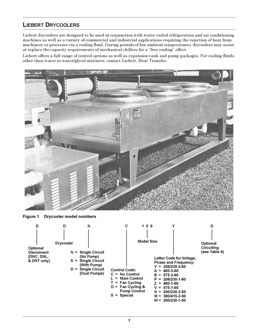 Liebert 60 HZ manual Liebert Drycoolers, No Pump 