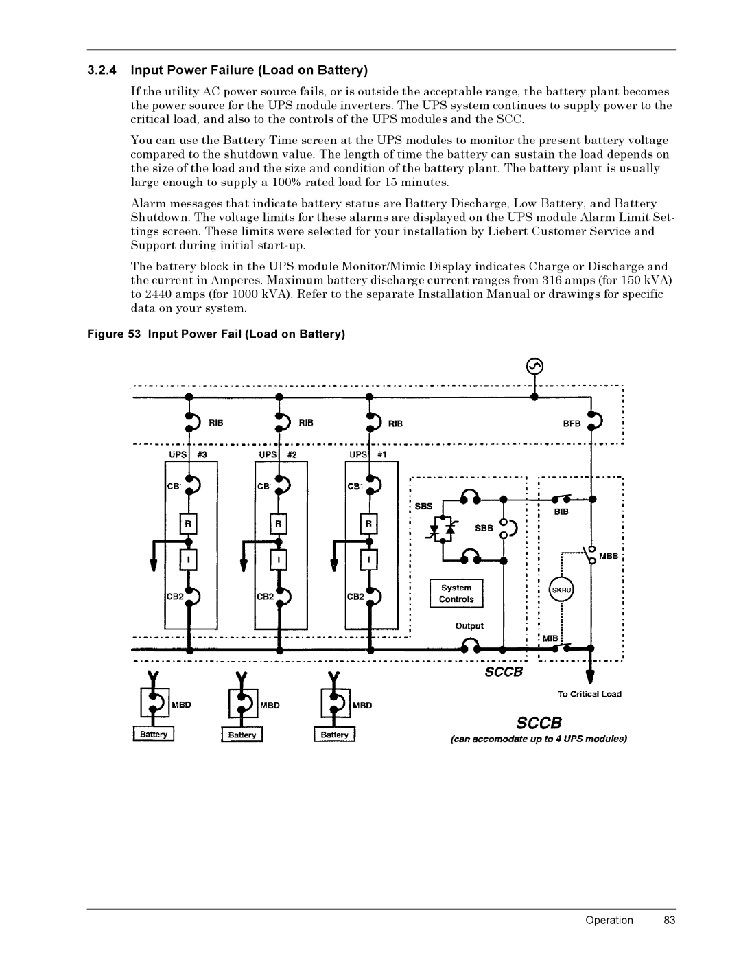 Liebert 600T manual Êïëïé ,QSXWý3RZHUýDLOXUHýõ/RDGýRQý%DWWHU\ô, ODUJHýHQRXJKýWRýVXSSO\ýDýìííøýUDWHGýORDGýIRUýìèýPLQXWHVï 