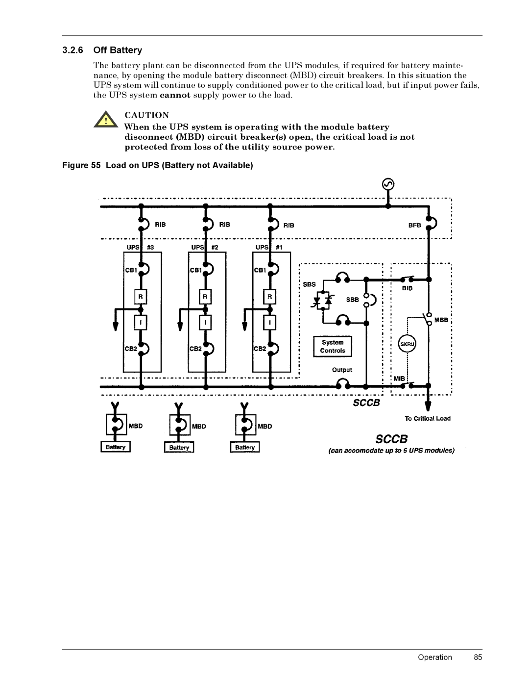 Liebert 600T manual Êïëïç 2IIý%DWWHU, LJXUHýèè /RDGýRQý836ýõ%DWWHU\ýQRWý$YDLODEOHôý, 2SHUDWLRQýýýýýýýýýýåè 