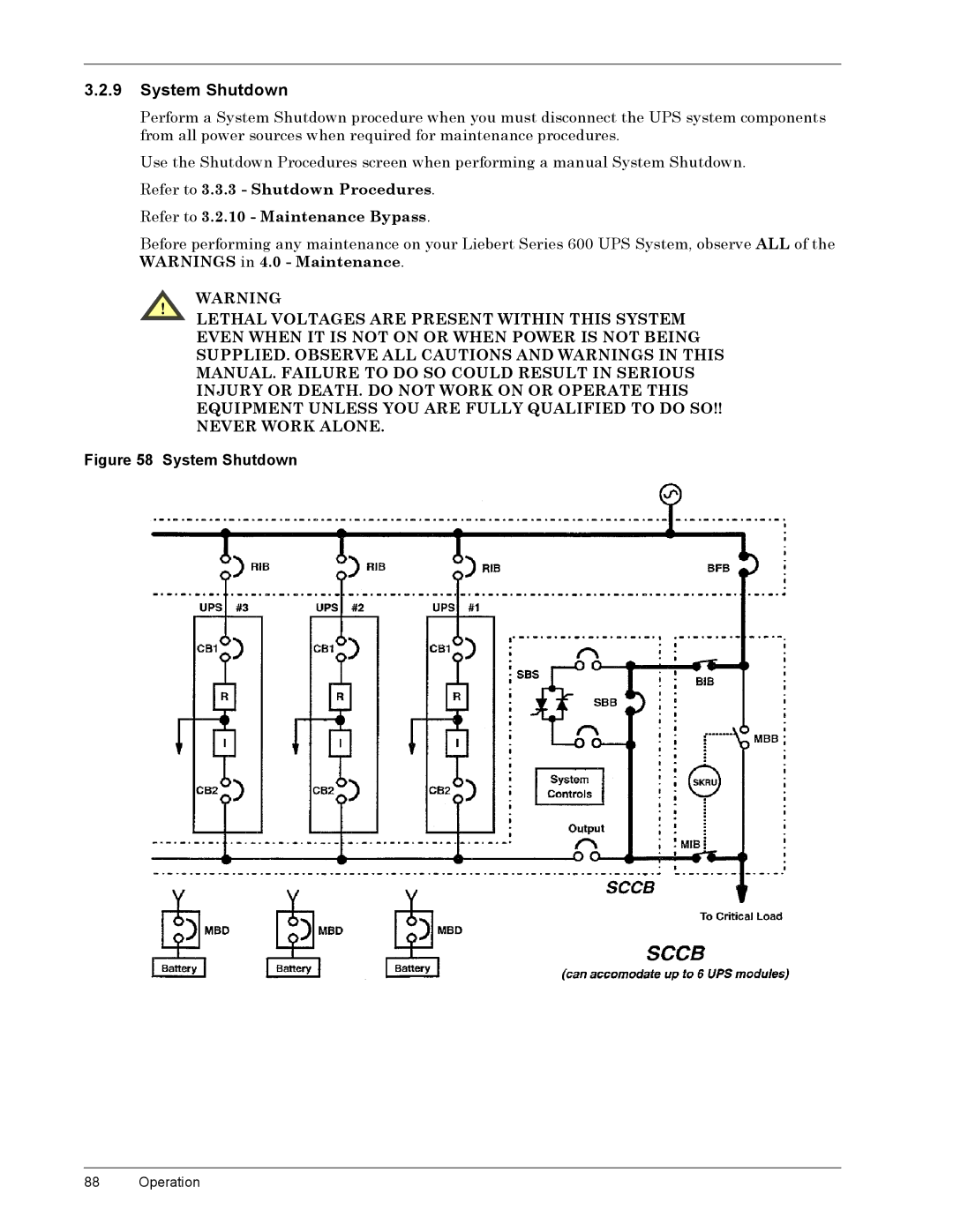 Liebert 600T manual Êïëïä 6\VWHPý6KXWGRZQ, LJXUHýèå 6\VWHPý6KXWGRZQý, Ååýýýýýýýýýý2SHUDWLRQ 