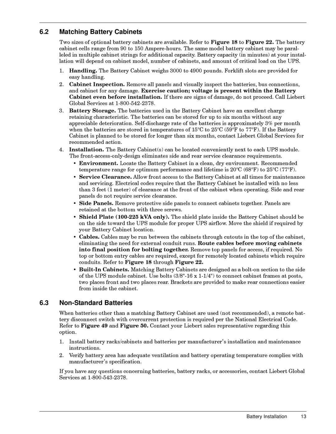 Liebert 600T installation manual Matching Battery Cabinets 