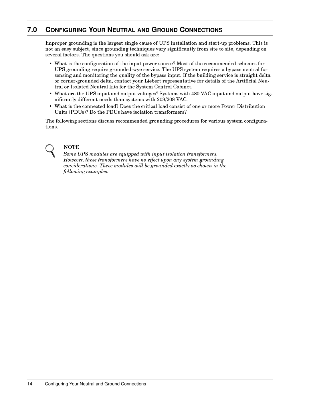 Liebert 600T installation manual Configuring Your Neutral and Ground Connections 