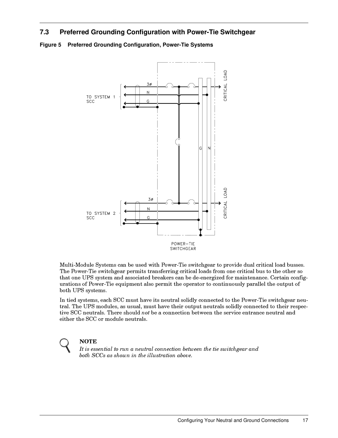 Liebert 600T installation manual Preferred Grounding Configuration with Power-Tie Switchgear 