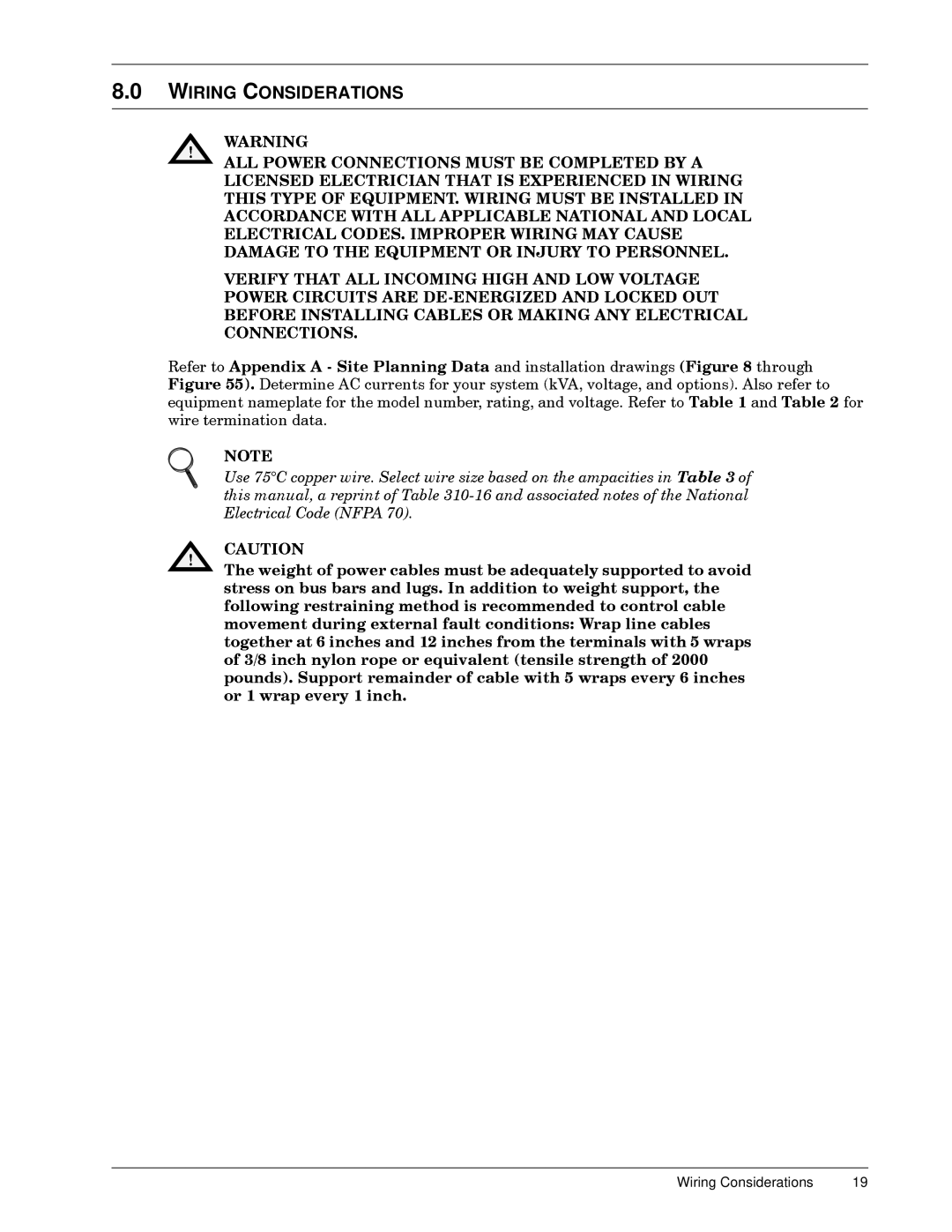 Liebert 600T installation manual Wiring Considerations 