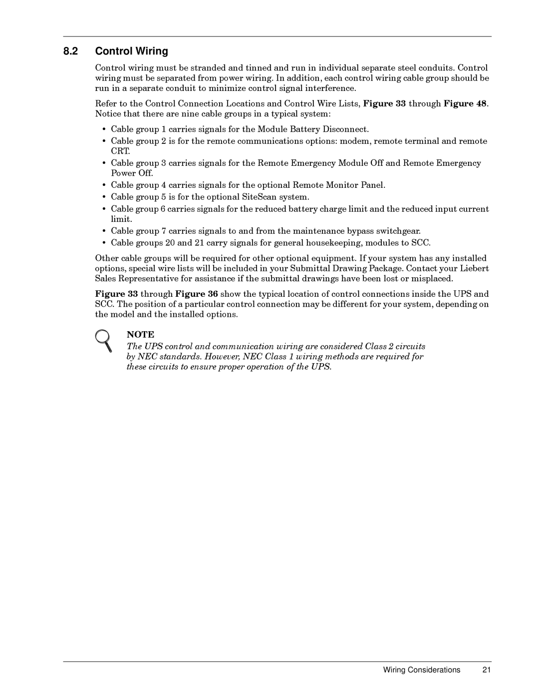 Liebert 600T installation manual Control Wiring 