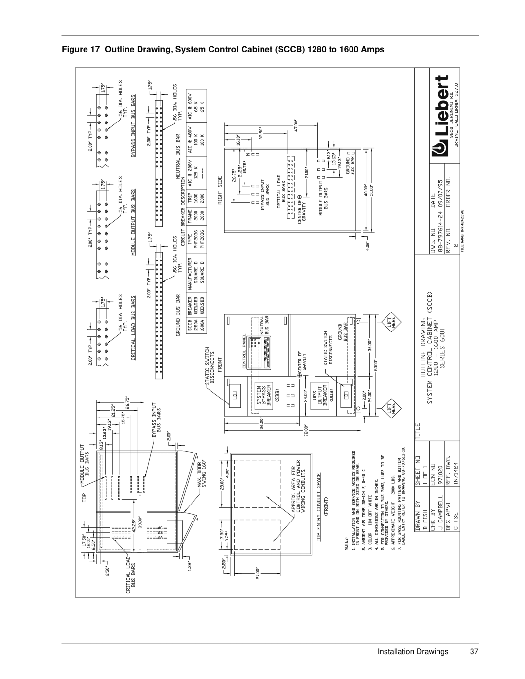 Liebert 600T installation manual Installation Drawings 