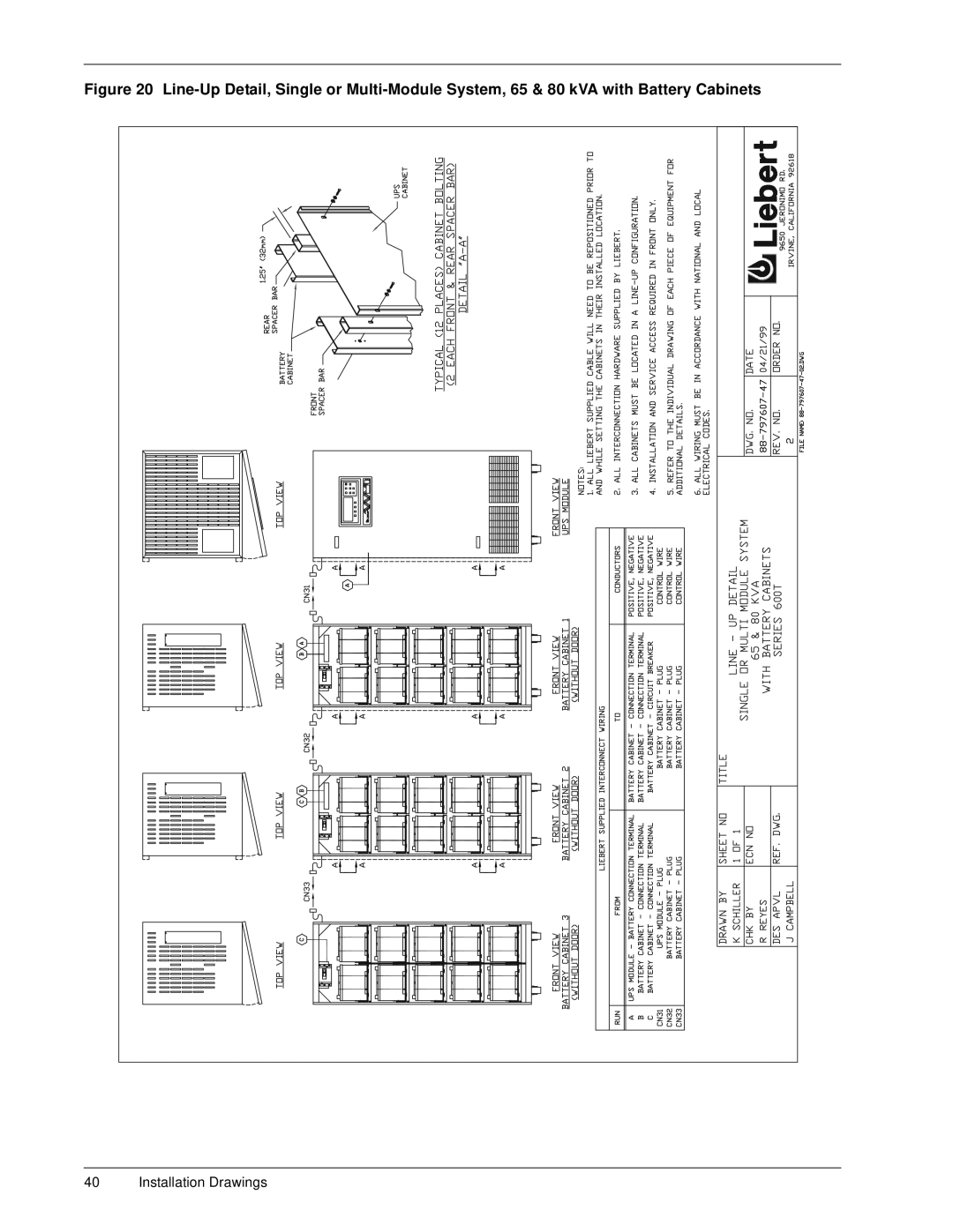 Liebert 600T installation manual Installation Drawings 