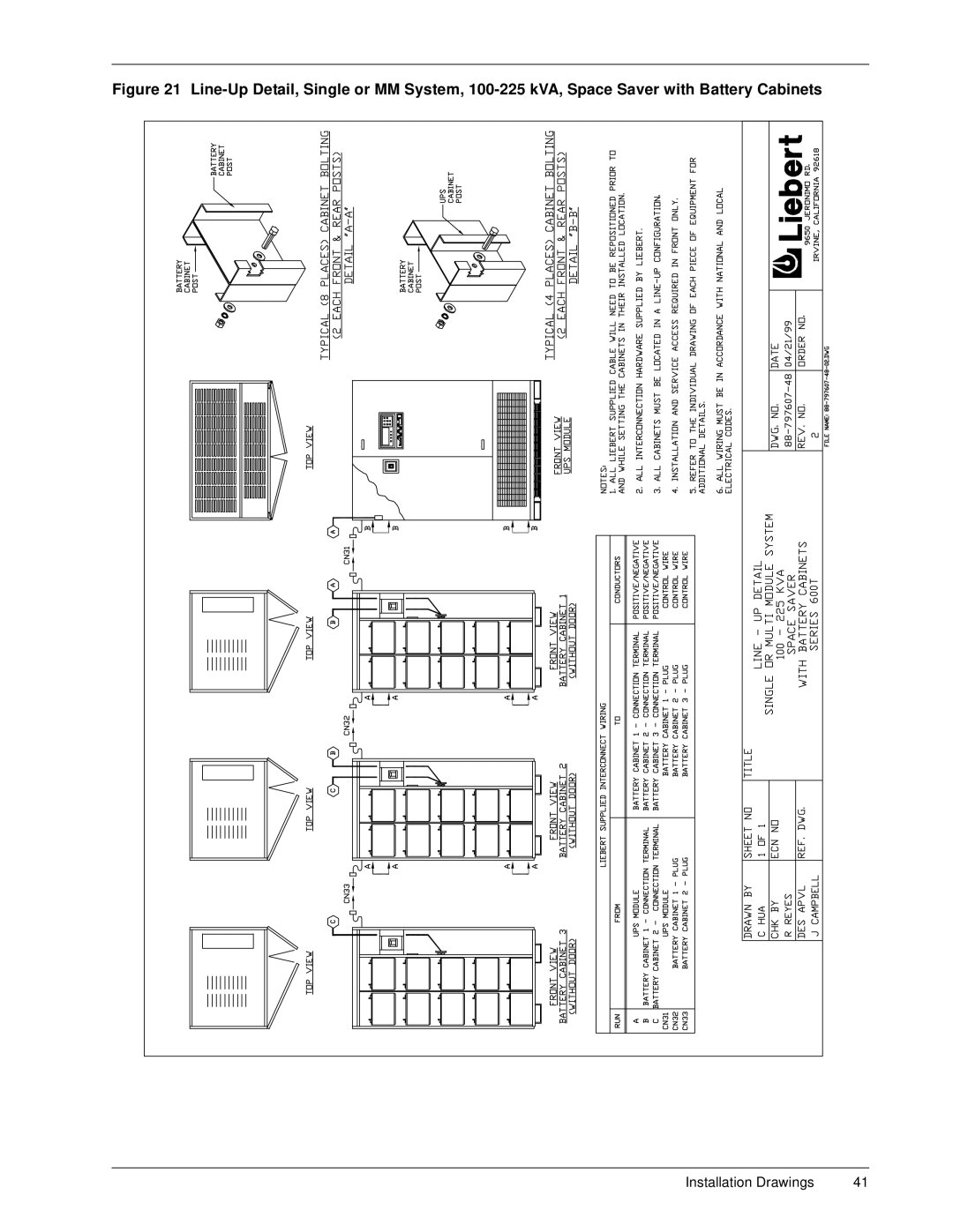 Liebert 600T installation manual Installation Drawings 