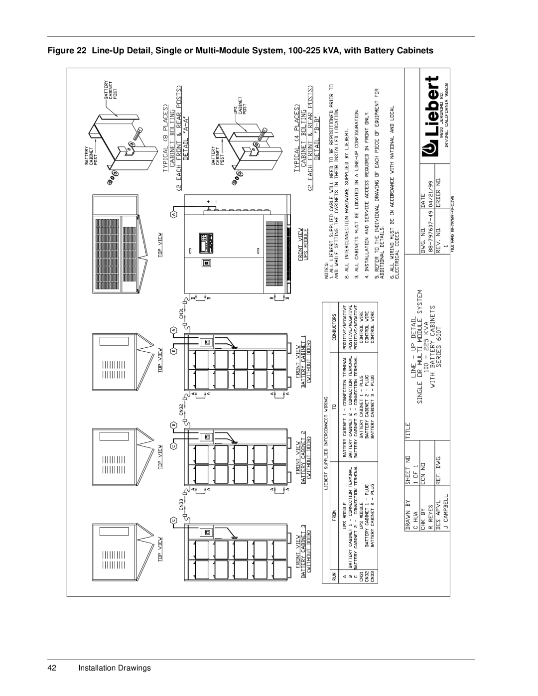 Liebert 600T installation manual Installation Drawings 