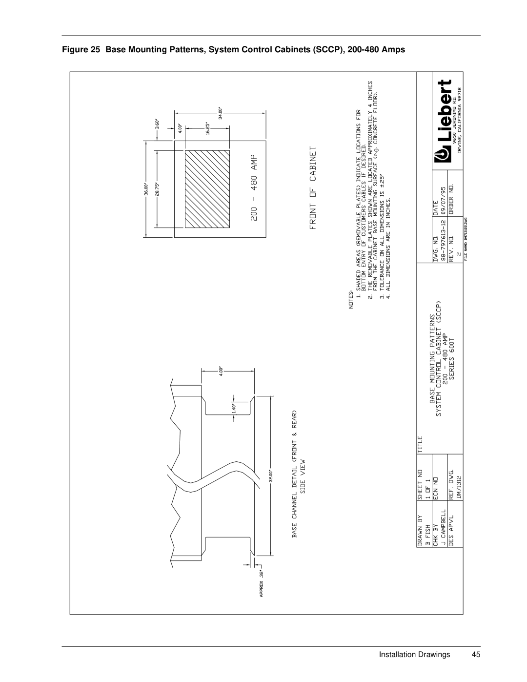 Liebert 600T installation manual Installation Drawings 