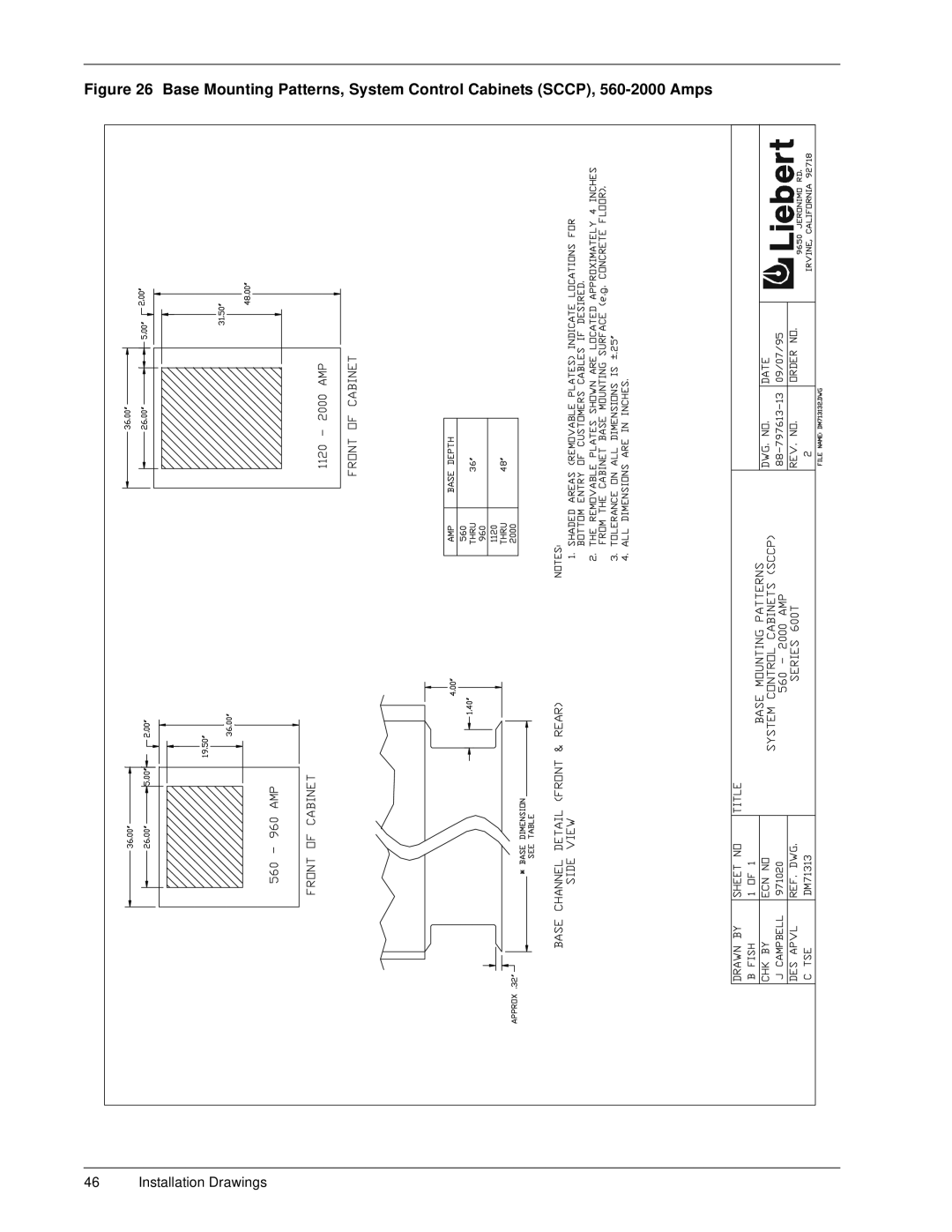 Liebert 600T installation manual Installation Drawings 