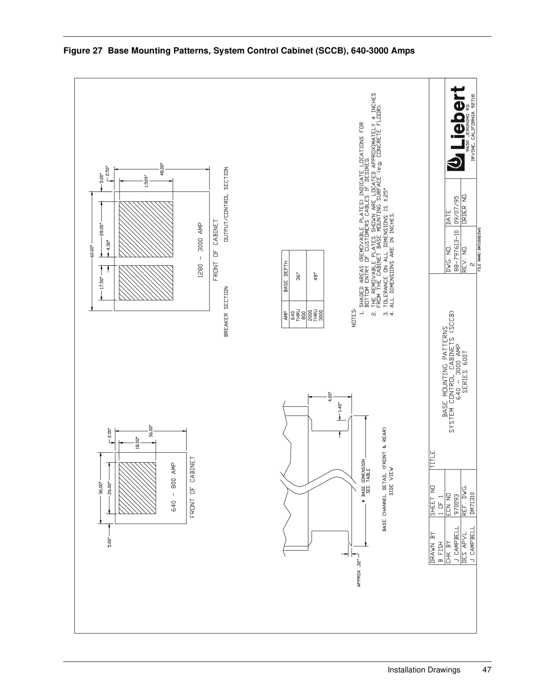 Liebert 600T installation manual Installation Drawings 