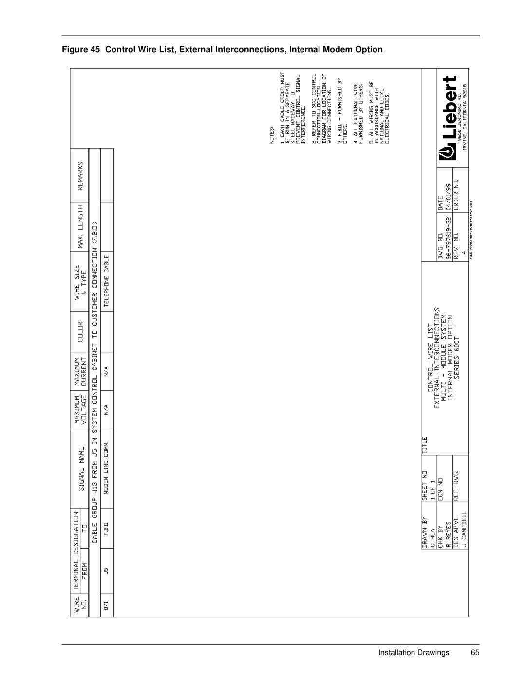 Liebert 600T installation manual Installation Drawings 