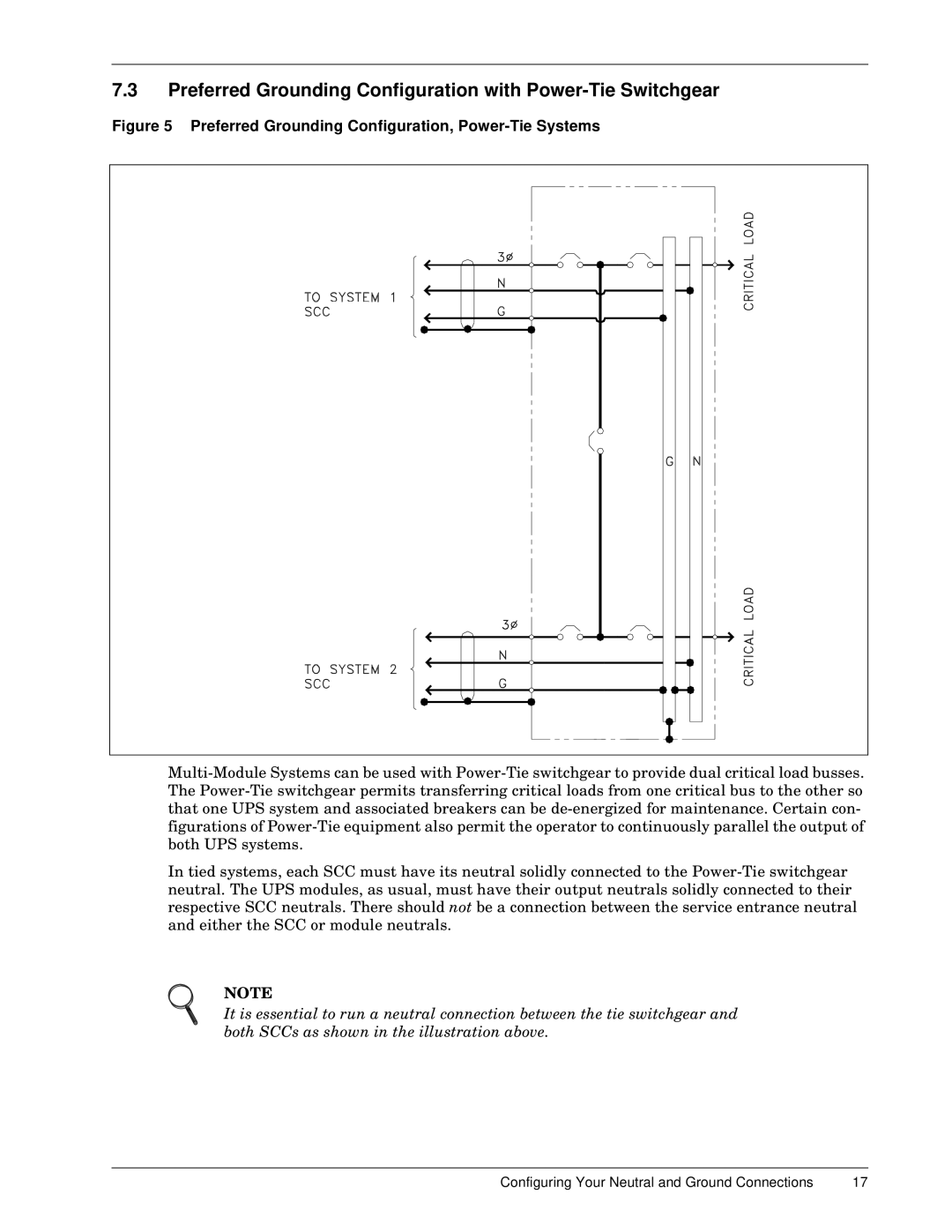 Liebert 600TTM installation manual Preferred Grounding Configuration with Power-Tie Switchgear 