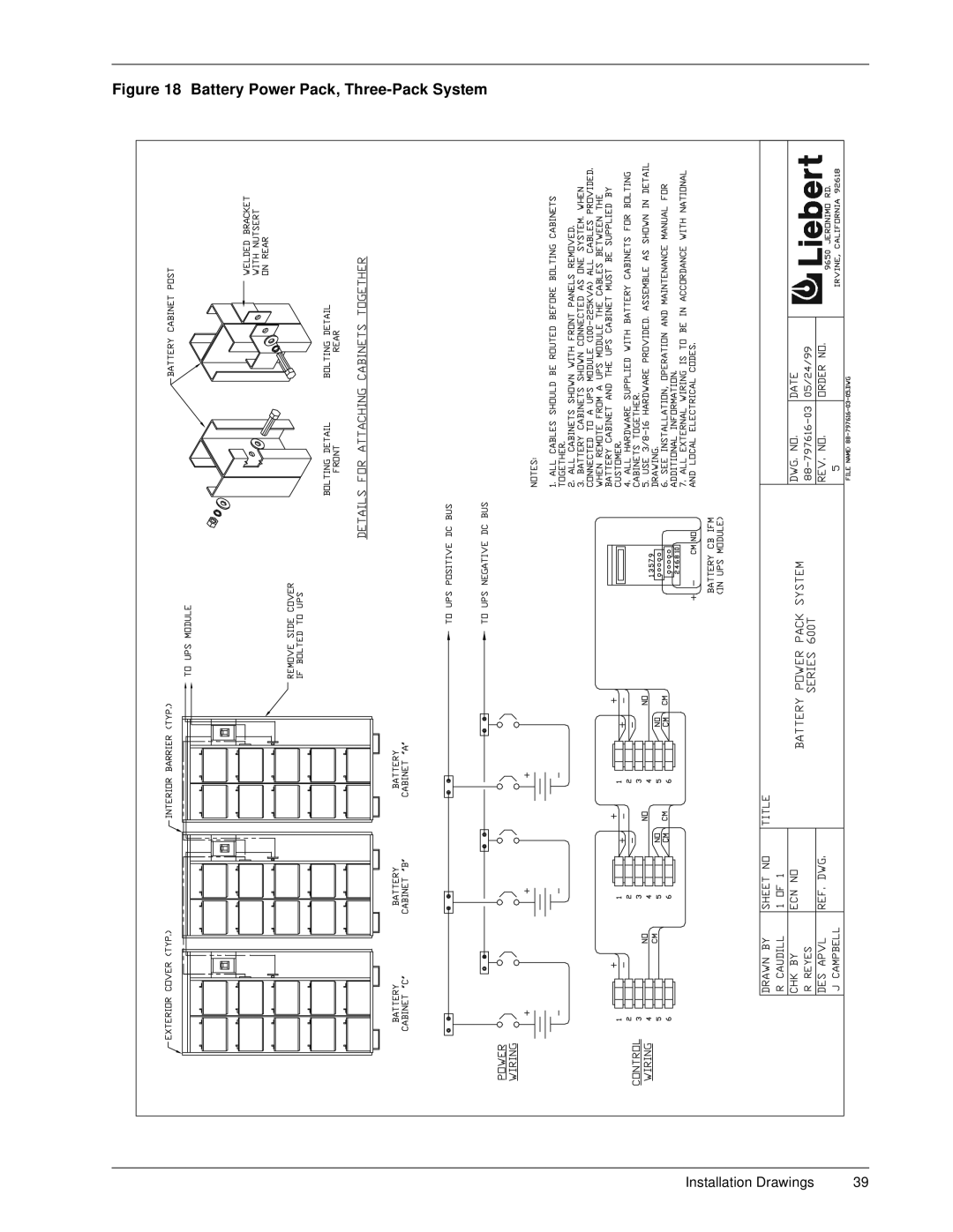 Liebert 600TTM installation manual Battery Power Pack, Three-Pack System 