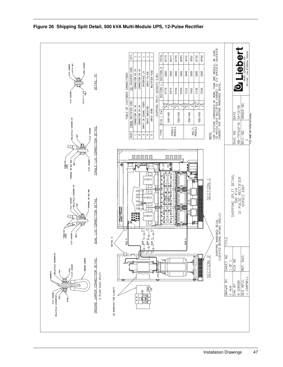 Liebert 600TTM installation manual Installation Drawings 