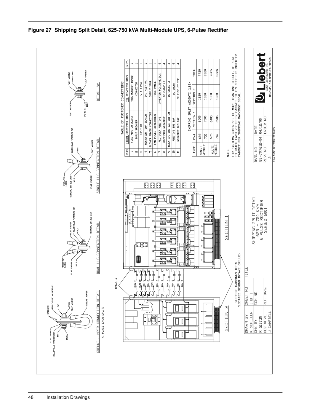 Liebert 600TTM installation manual Installation Drawings 