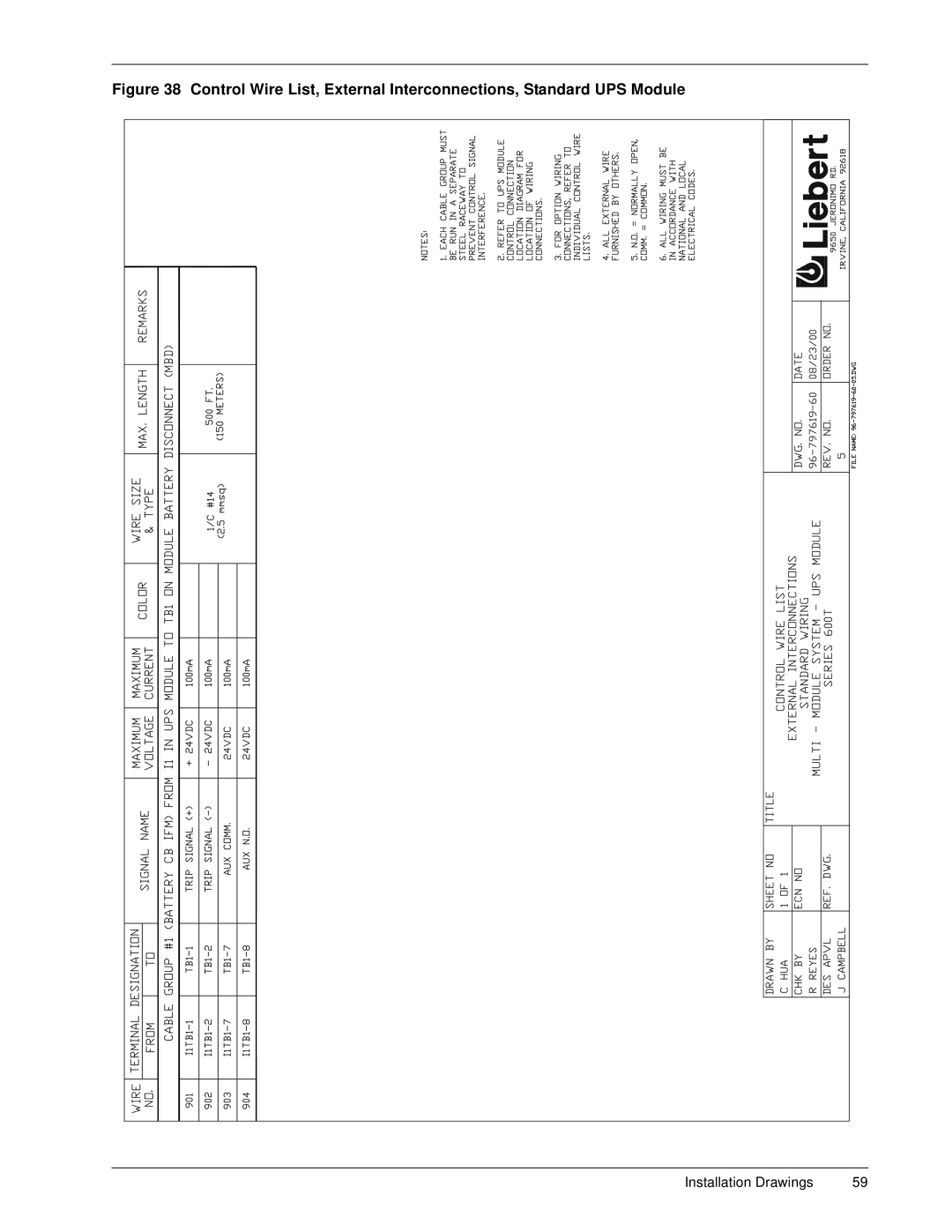 Liebert 600TTM installation manual Installation Drawings 