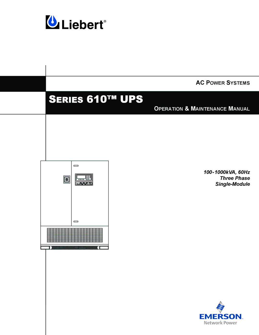 Liebert manual Series 610 UPS 