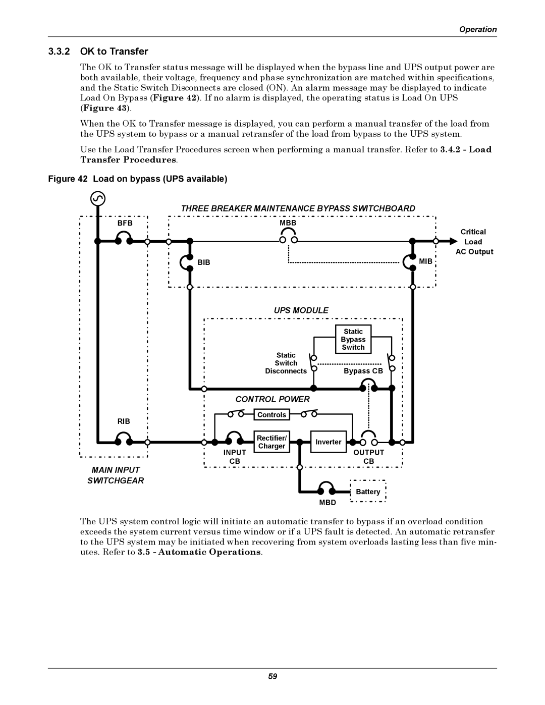 Liebert 610 manual OK to Transfer, Load on bypass UPS available 