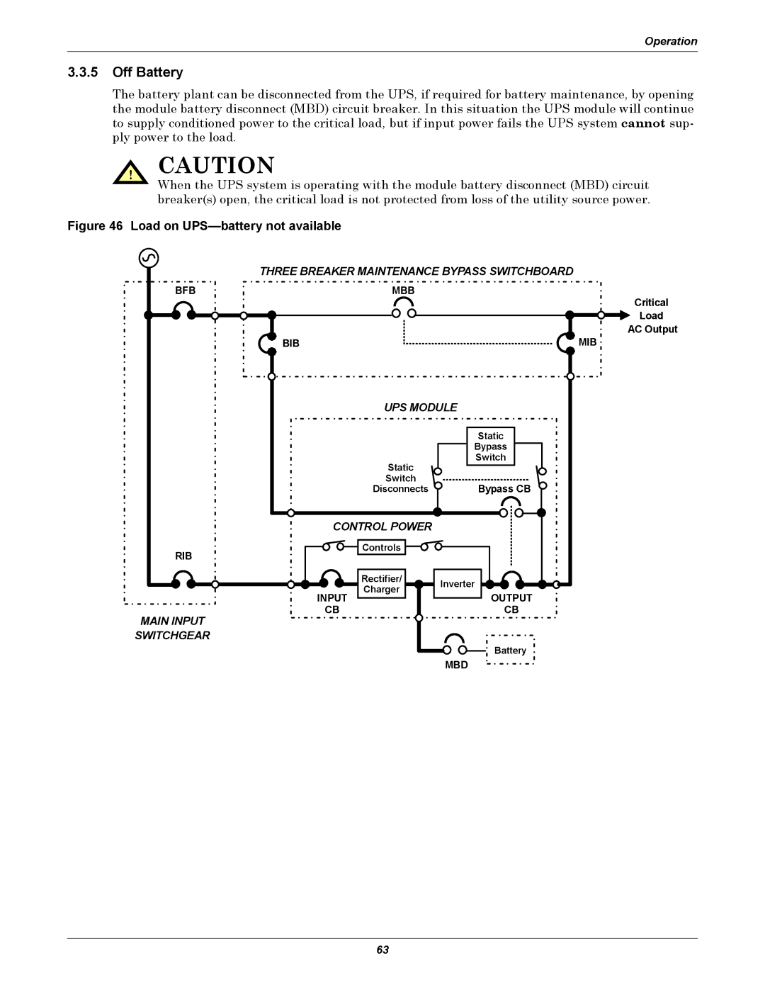 Liebert 610 manual Off Battery, Load on UPS-battery not available 